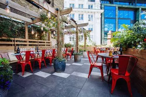 Roof Terrace 1 room hire layout at Jamie's Italian Piccadilly Circus