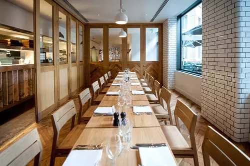 Private Dining Suite 1 room hire layout at Tom's Kitchen Canary Wharf