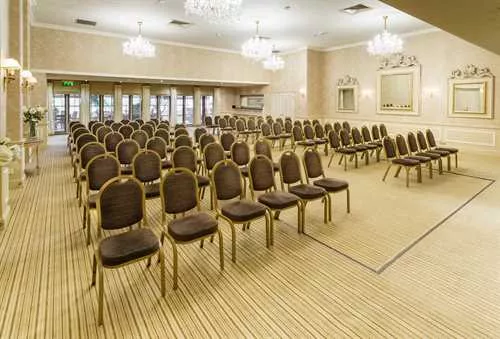 The Ballroom 1 room hire layout at Rowton Hall Hotel and Spa