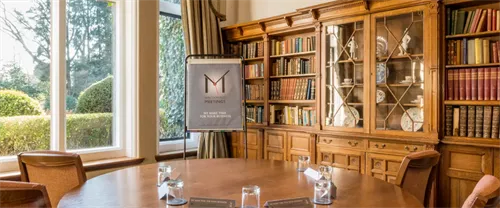 Library Room 1 room hire layout at Macdonald Frimley Hall Hotel & Spa
