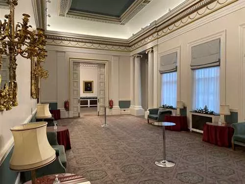Reception Room 1 room hire layout at Cutlers Hall