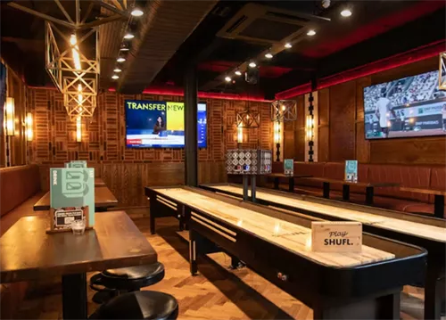 Shuffleboard 1 room hire layout at BOX Brindleyplace