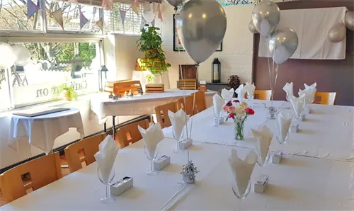 The Reading Room 1 room hire layout at Woodpecker Cafe