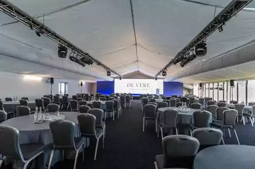 Whimbrel Marquee 1 room hire layout at De Vere Cotswold Water Park