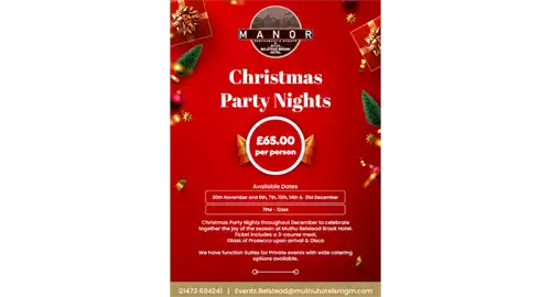 Christmas Party Nights 2025 at Muthu Belstead Brook Hotel