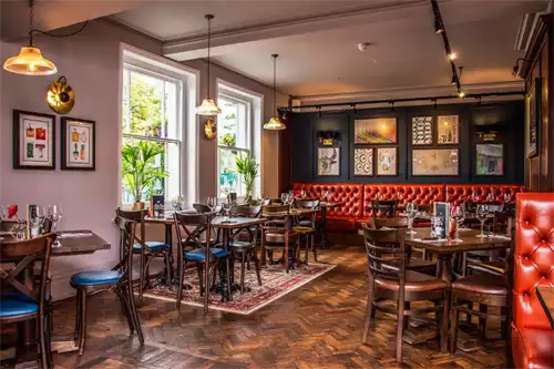 Fireplace Area at Harper's Steakhouse Haslemere