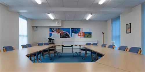 Boardroom 1 room hire layout at Seashell Trust
