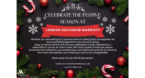 Christmas Party Packages 2025 at London Heathrow Marriott Hotel