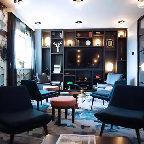 Library 1 room hire layout at Malmaison Brighton