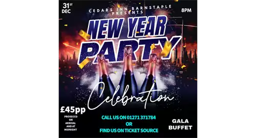 New Year's Eve Party 2025 at Cedars Inn Barnstaple