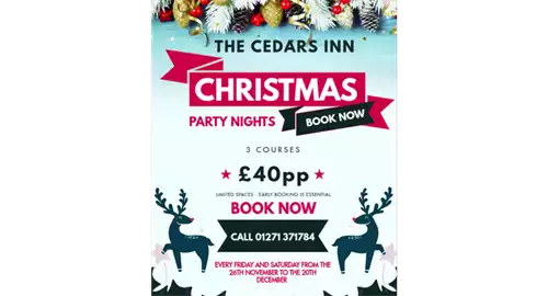 Christmas Party Nights 2025 at Cedars Inn Barnstaple