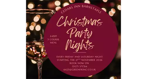 Christmas Party Nights 2026 at Cedars Inn Barnstaple