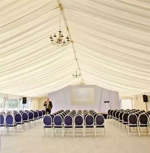 The Marquee 1 room hire layout at Ravens Ait Island