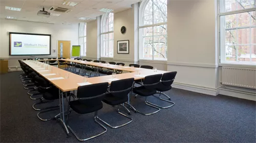 Boardroom 1 room hire layout at Woburn House